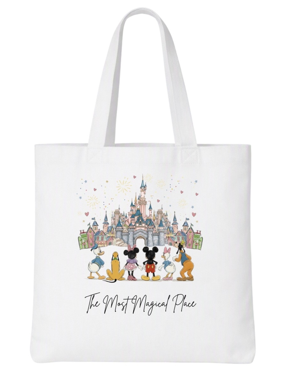Disney White Tote Bag with Castle and Classic Characters